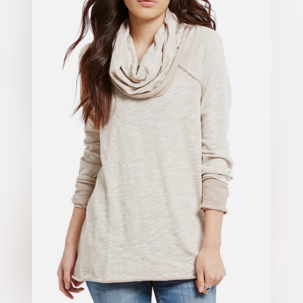 Sz XS/S Free People FP Beach Cocoon Cowl Neck pullover long sleeve top cotton